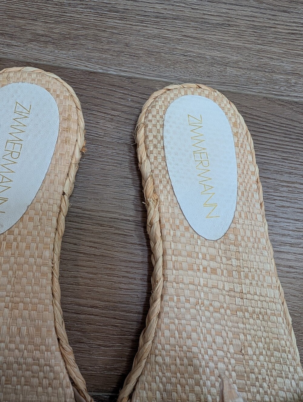 Zimmermann Woven Raffia Flower Slide Sandals Neutral Tan Beige Flat Shoes Sz 39 - Picture 5 of 7